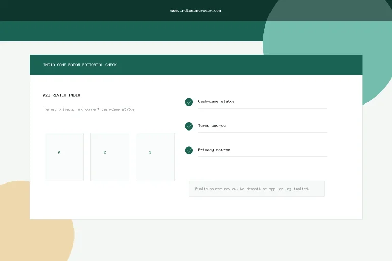 A23 Review India: Current Terms, Privacy, and Cash-Game Status Checks