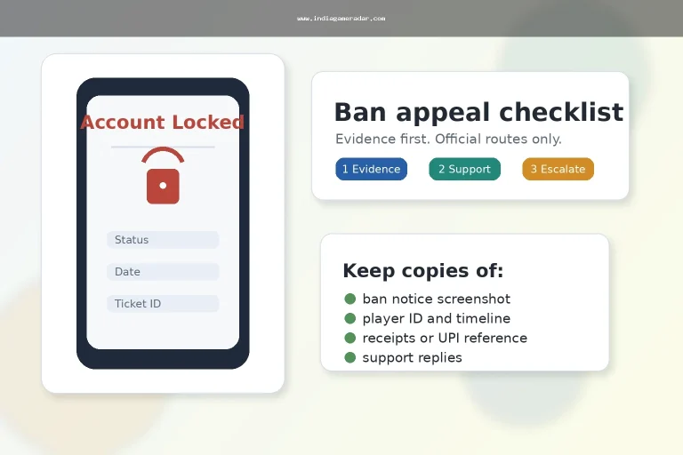 Gaming Account Ban Appeal in India: Evidence, Support, and Safety Checklist