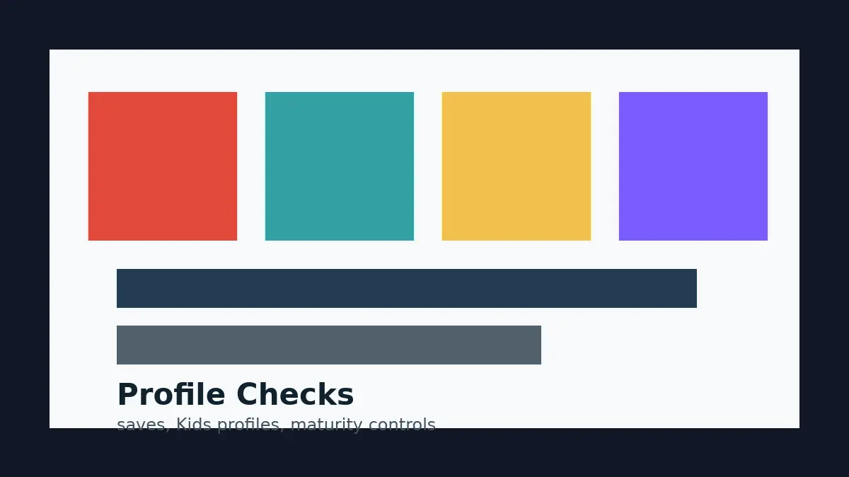 Illustration of Netflix Games profiles, saves, kids profiles, and maturity controls